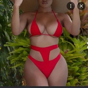 Matte Collection Swim Red Bikini Set.